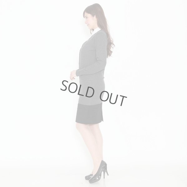 画像3: カーディガン 長袖 ロング丈 ニット チャコール 洗濯機で洗える 事務服 ベストスーツ と相性抜群 オフィス 冷え対策 冷房対策