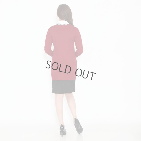 画像3: カーディガン 長袖 ロング丈 ニット レッド 洗濯機で洗える 事務服 ベストスーツ と相性抜群 オフィス 冷え対策 冷房対策