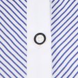 画像7: 長袖ブラウス 紺ストライプ 1番上のボタンがない スキッパーデザイン 洗濯機で洗える
