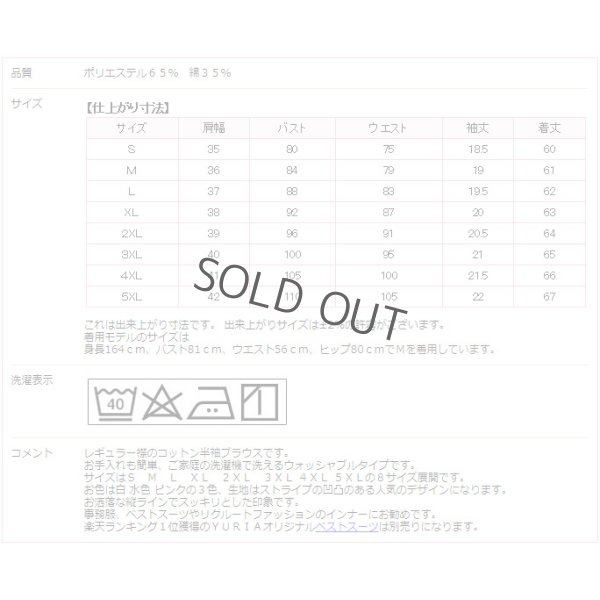画像6: 半袖ブラウス 水色 レギュラー襟 洗濯機で洗える