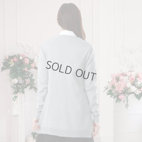 画像3: カーディガン 長袖 ロング丈 ニット グレー 洗濯機で洗える 事務服 ベストスーツ と相性抜群 オフィス 冷え対策 冷房対策