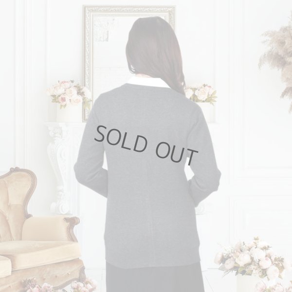 画像3: カーディガン 長袖 ミディアム丈 ニット チャコール 洗濯機で洗える 事務服 ベストスーツ と相性抜群 オフィス 冷え対策 冷房対策