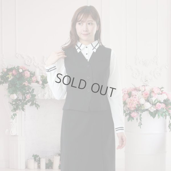 画像5: 長袖ブラウス 白黒ライン レギュラー襟 洗濯機で洗える