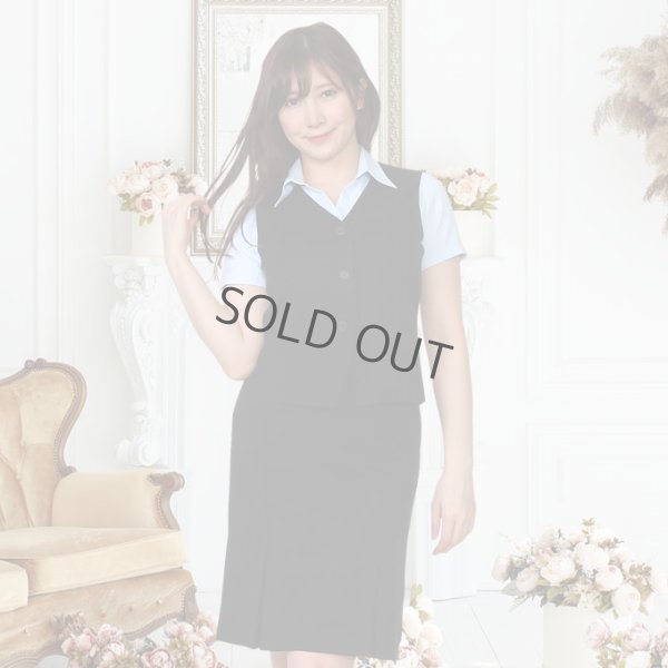 画像5: 半袖ブラウス 水色 1番上のボタンがない スキッパーデザイン 洗濯機で洗える