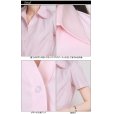 画像4: 半袖ブラウス ピンク 1番上のボタンがない スキッパーデザイン 洗濯機で洗える