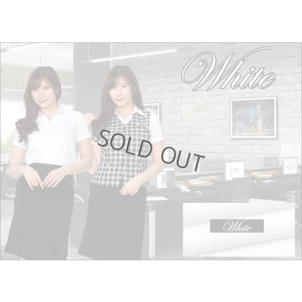 画像6: 半袖ブラウス ホワイト 1番上のボタンがない スキッパーデザイン 洗濯機で洗える