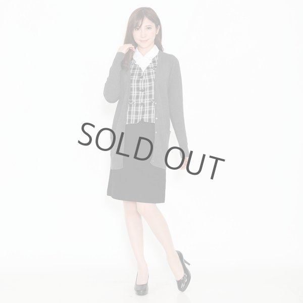 画像2: カーディガン 長袖 ロング丈 ニット チャコール 洗濯機で洗える 事務服 ベストスーツ と相性抜群 オフィス 冷え対策 冷房対策 (2)