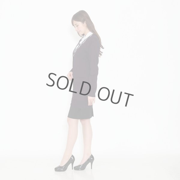 画像3: カーディガン 長袖 ロング丈 ニット パープル 洗濯機で洗える 事務服 ベストスーツ と相性抜群 オフィス 冷え対策 冷房対策 (3)