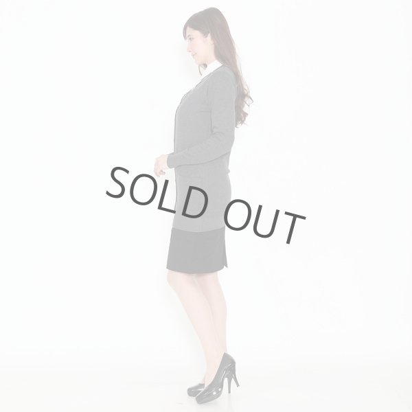 画像3: カーディガン 長袖 ロング丈 ニット チャコール 洗濯機で洗える 事務服 ベストスーツ と相性抜群 オフィス 冷え対策 冷房対策 (3)