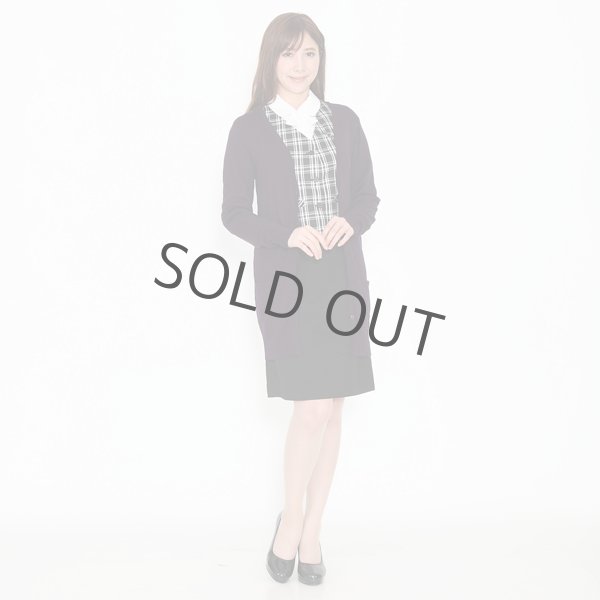 画像2: カーディガン 長袖 ロング丈 ニット パープル 洗濯機で洗える 事務服 ベストスーツ と相性抜群 オフィス 冷え対策 冷房対策 (2)