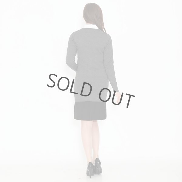 画像4: カーディガン 長袖 ロング丈 ニット チャコール 洗濯機で洗える 事務服 ベストスーツ と相性抜群 オフィス 冷え対策 冷房対策 (4)