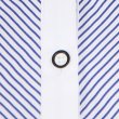 画像7: 長袖ブラウス 紺ストライプ 1番上のボタンがない スキッパーデザイン 洗濯機で洗える (7)