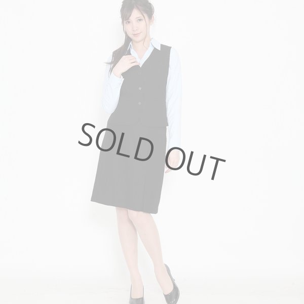 画像4: 長袖ブラウス ライトブルー 1番上のボタンがない スキッパーデザイン フロッキー生地 洗濯機で洗える (4)