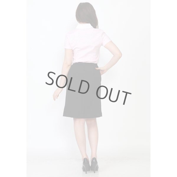 画像3: 半袖ブラウス ピンク 1番上のボタンがない スキッパーデザイン 洗濯機で洗える (3)