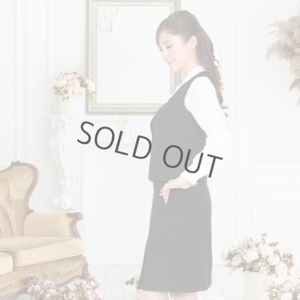 画像2: ベストスーツ 黒ストライプ 機能性 着易さ抜群 撥水性に優れ汚れにも強い事務服 洗濯機で洗える オールシーズン対応 (2)