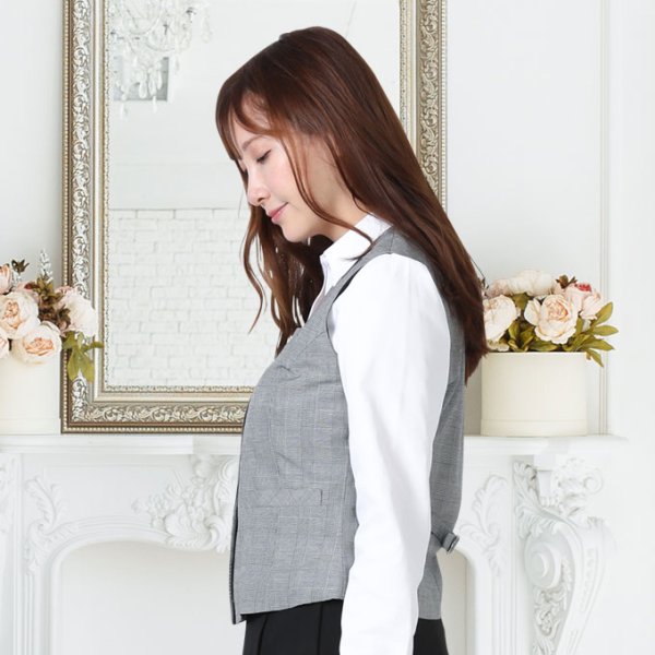 画像2: ベスト 単品 グレンチェックA 機能性 着易さ抜群 撥水性に優れ汚れにも強い 事務服 洗濯機で洗える オールシーズン対応 (2)