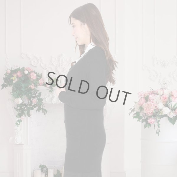 画像2: カーディガン 長袖 ロング丈 ニット ブラック 洗濯機で洗える 事務服 ベストスーツ と相性抜群 オフィス 冷え対策 冷房対策 (2)