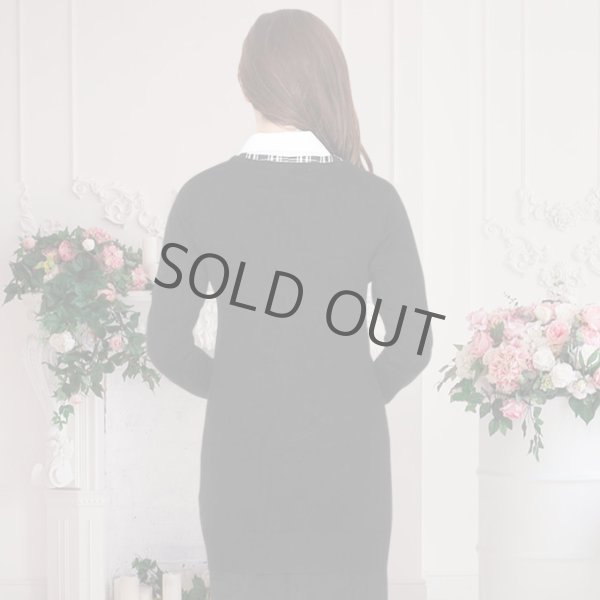 画像3: カーディガン 長袖 ロング丈 ニット ブラック 洗濯機で洗える 事務服 ベストスーツ と相性抜群 オフィス 冷え対策 冷房対策 (3)