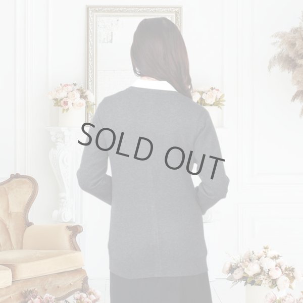 画像3: カーディガン 長袖 ミディアム丈 ニット チャコール 洗濯機で洗える 事務服 ベストスーツ と相性抜群 オフィス 冷え対策 冷房対策 (3)