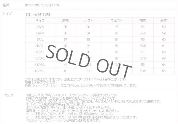 画像7: 長袖ブラウス 水色ストライプ 1番上のボタンがない スキッパーデザイン 洗濯機で洗える (7)