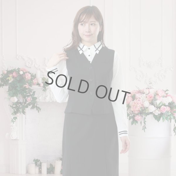 画像5: 長袖ブラウス 白黒ライン レギュラー襟 洗濯機で洗える (5)