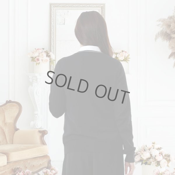 画像3: カーディガン 長袖 ミディアム丈 ニット 黒白ライン 洗濯機で洗える 事務服 ベストスーツ と相性抜群 オフィス 冷え対策 冷房対策 (3)