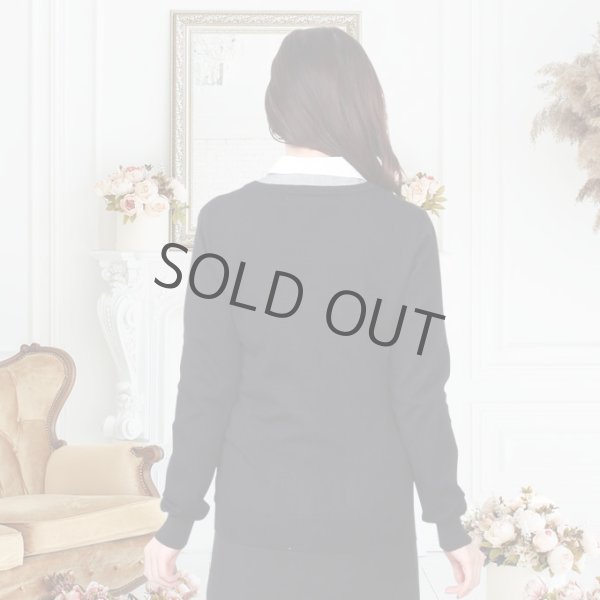 画像3: カーディガン 長袖 ミディアム丈 ニット ブラック 洗濯機で洗える 事務服 ベストスーツ と相性抜群 オフィス 冷え対策 冷房対策 (3)