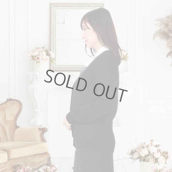 画像2: カーディガン 長袖 ミディアム丈 ニット ブラック 洗濯機で洗える 事務服 ベストスーツ と相性抜群 オフィス 冷え対策 冷房対策 (2)