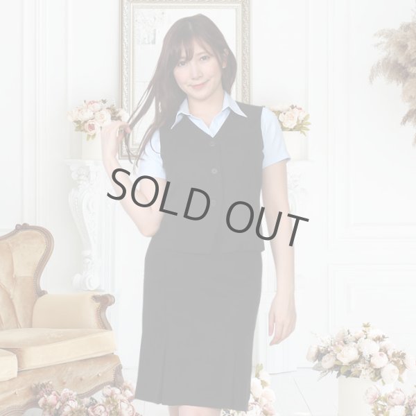 画像5: 半袖ブラウス 水色 1番上のボタンがない スキッパーデザイン 洗濯機で洗える (5)