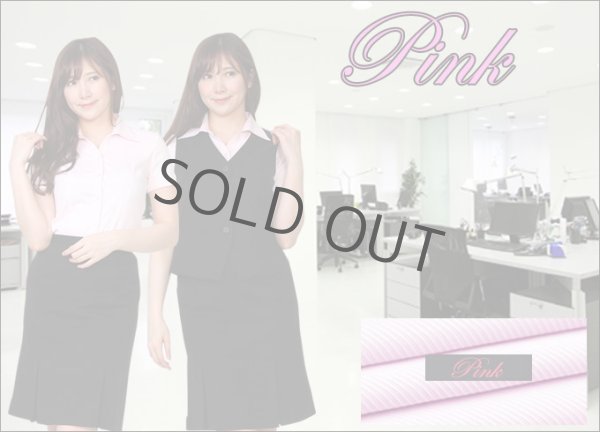 画像6: 半袖ブラウス ピンク 1番上のボタンがない スキッパーデザイン 洗濯機で洗える (6)