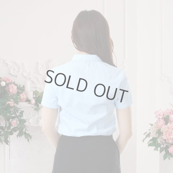 画像3: 半袖ブラウス 水色 レギュラー襟 洗濯機で洗える (3)