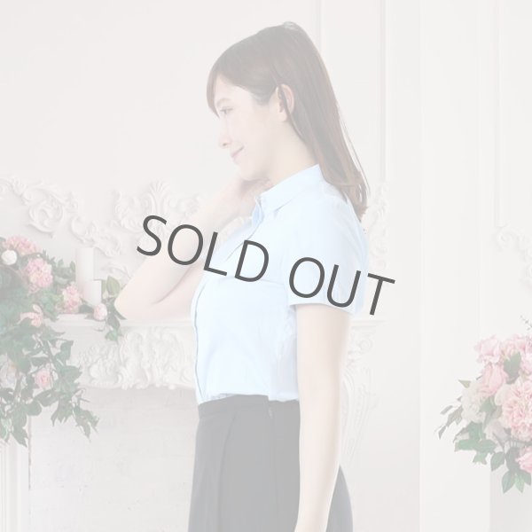 画像2: 半袖ブラウス 水色 レギュラー襟 洗濯機で洗える (2)