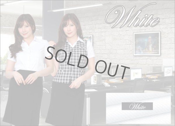 画像6: 半袖ブラウス ホワイト 1番上のボタンがない スキッパーデザイン 洗濯機で洗える (6)